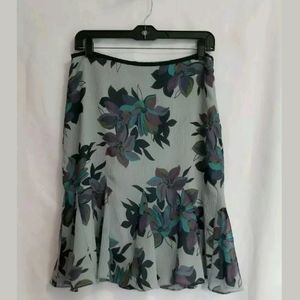 Womens Axcess Mint Green Flowy Skirt Floral Print Side Zipper & Lining Size 6